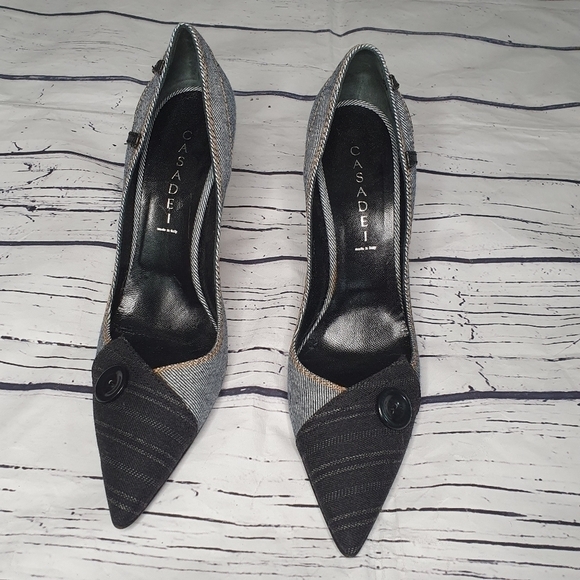 Casadei Made In Italy Denim Pointy Toe Stiletto Pumps Size 10 EU 40 - Picture 2 of 13